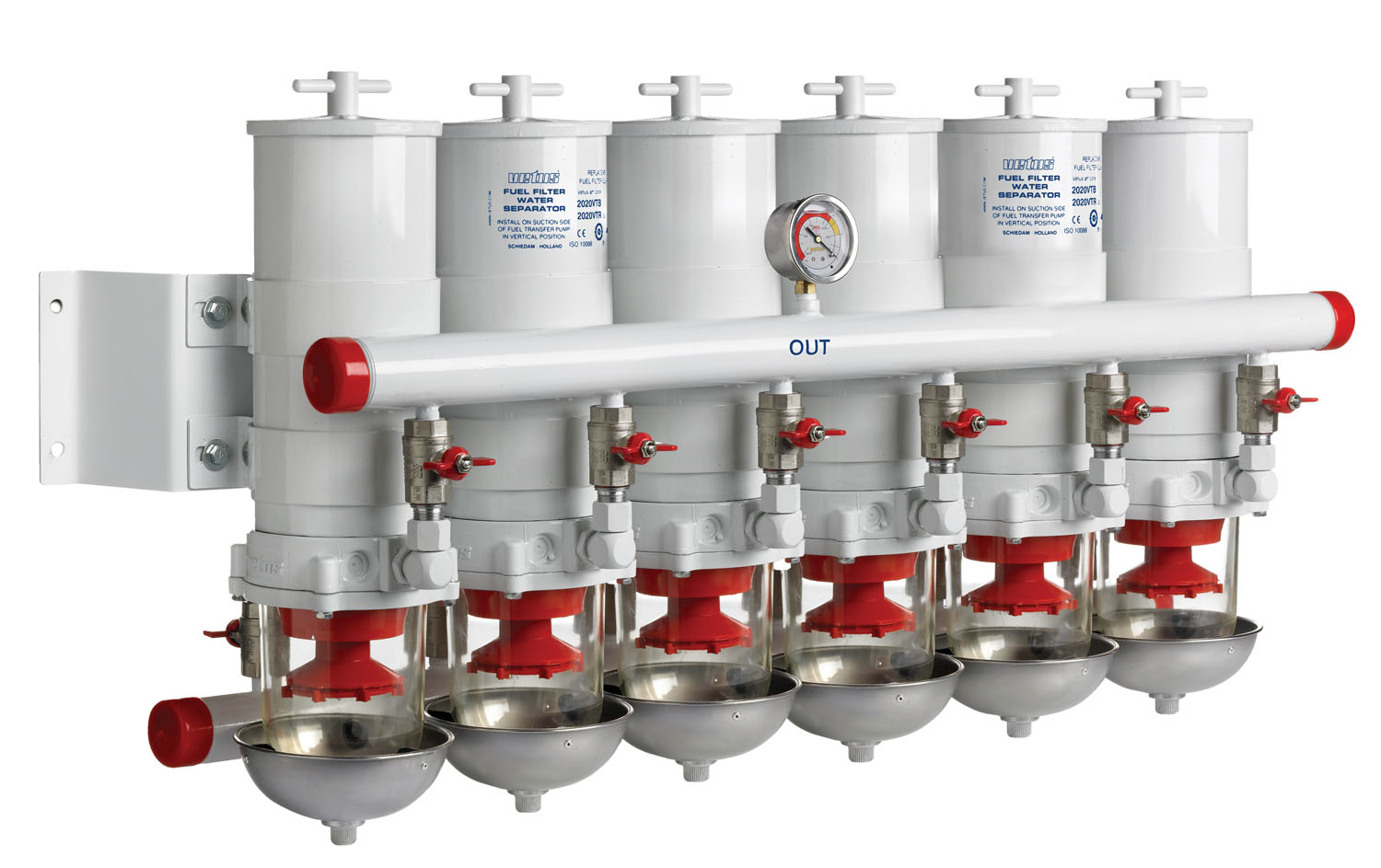 Water separator/fuel filter CE/ABYC, 6 in line, 30