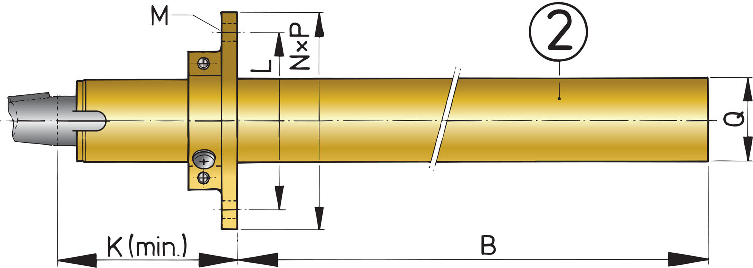 Stern tube + bearing 25mm, l 1500mm, small engines