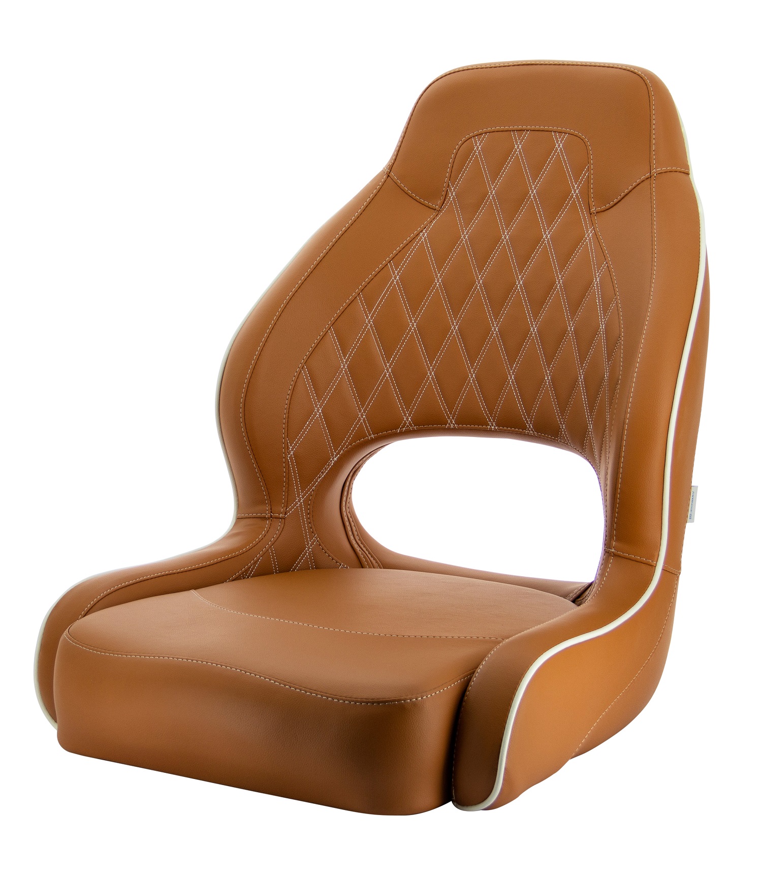 Seat "Driver", skai orange brown (cognac), diamond stitching, white piping