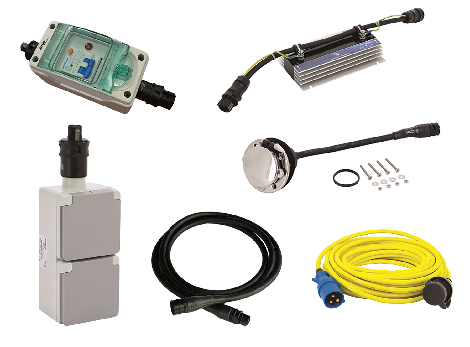 Shore Power Connection System (incl. fuse cabinet) CEE shore power connector to EU schuko outlet 16A