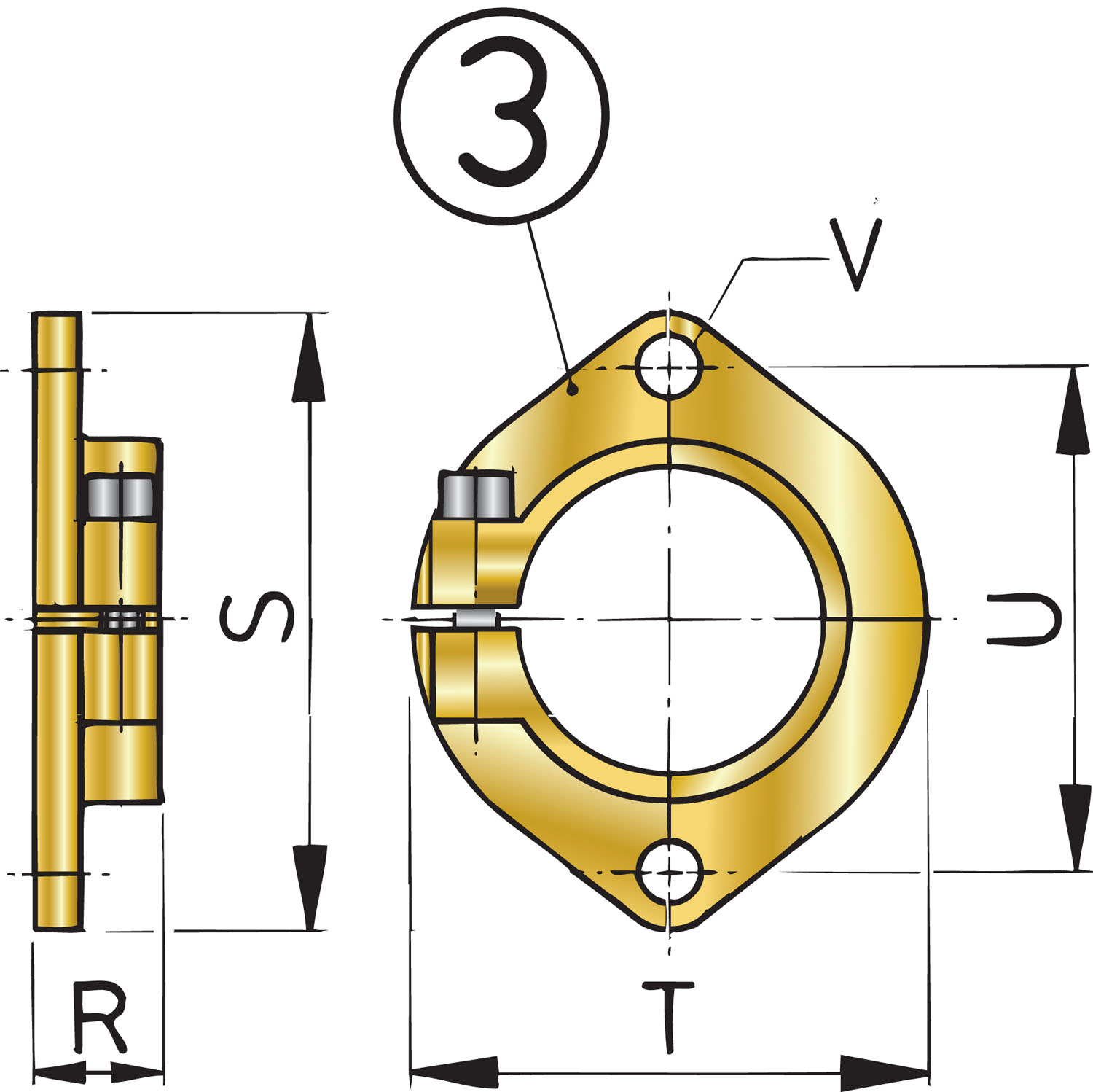 Mounting flange 45mm inside