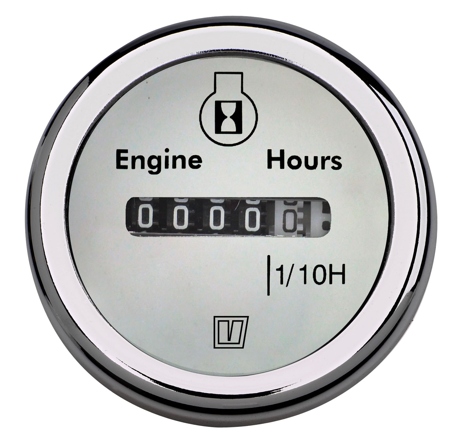 Hour counter 12/24V White 52mm
