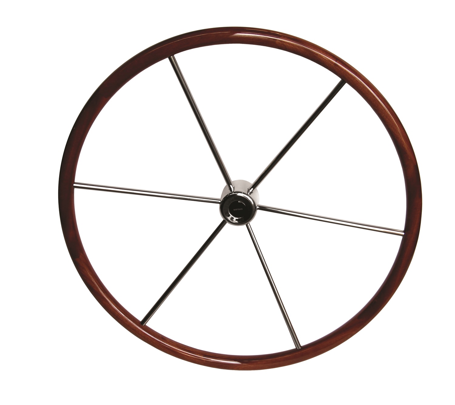 Steering wheel 810mm mahogany, inox spokes