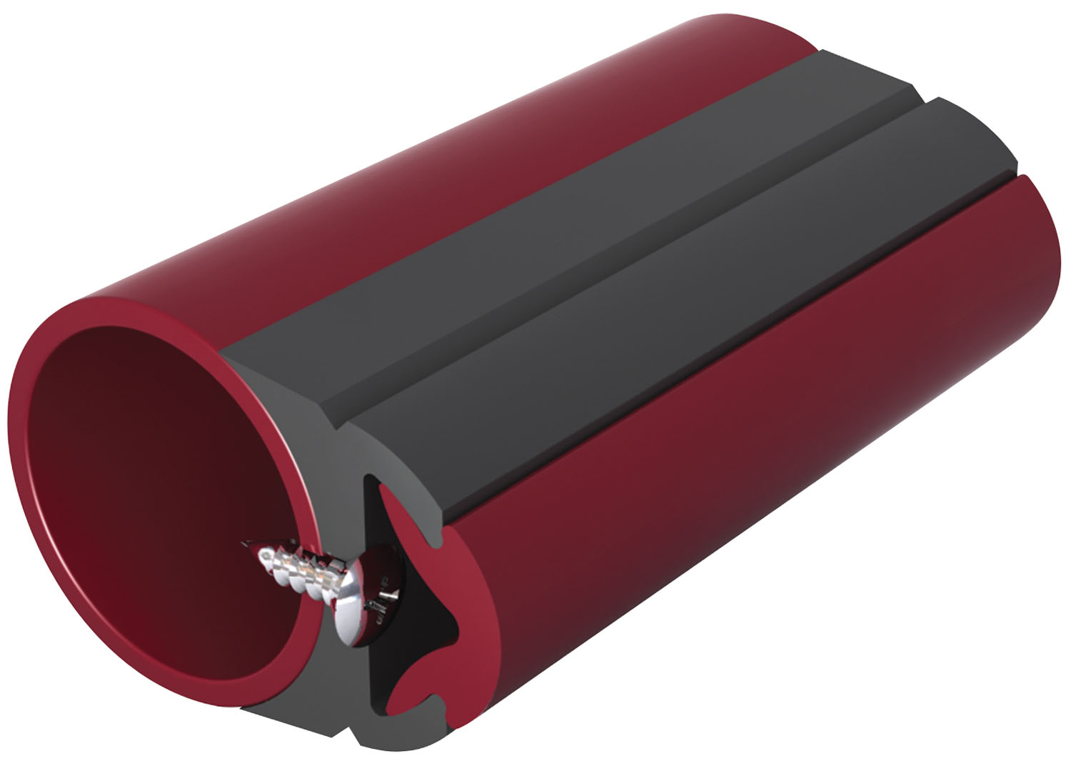 Vinyl rubbing strake, signal black for round steel pipe 42-48mm